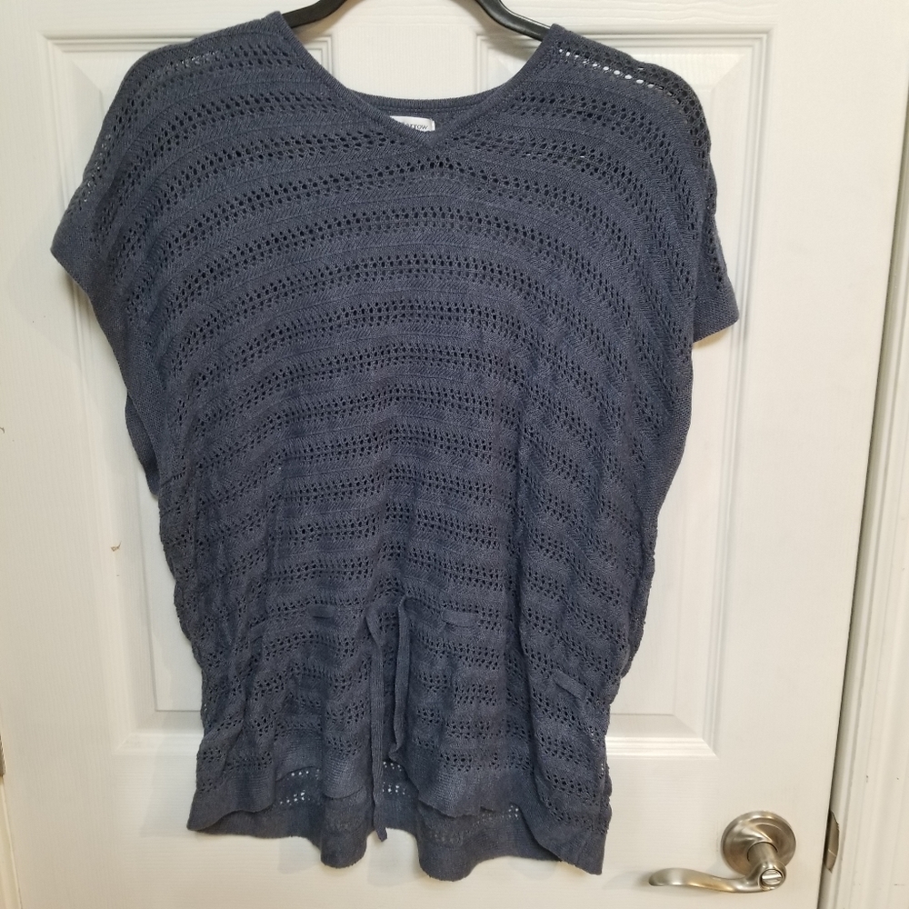 Croft & Barrow Blue Front Tie Knitted Tee (S)
